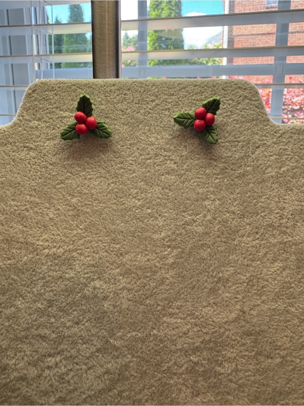 Holiday Holly Berry Earrings - Red & Green